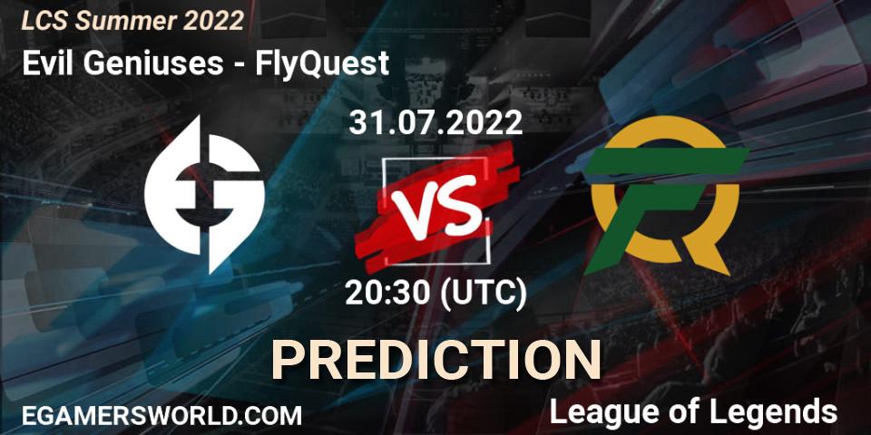 Evil Geniuses vs FlyQuest: Betting TIp, Match Prediction. 31.07.22. LoL, LCS Summer 2022