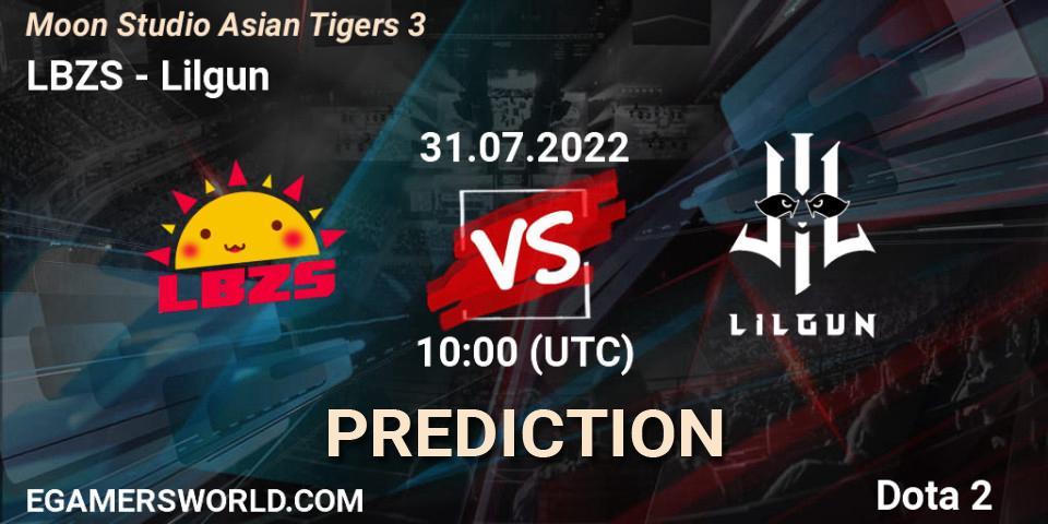 LBZS vs Lilgun: Betting TIp, Match Prediction. 31.07.2022 at 10:27. Dota 2, Moon Studio Asian Tigers 3