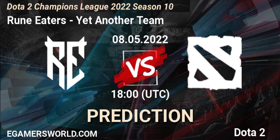 Rune Eaters vs Yet Another Team: Betting TIp, Match Prediction. 08.05.2022 at 18:00. Dota 2, Dota 2 Champions League 2022 Season 10 