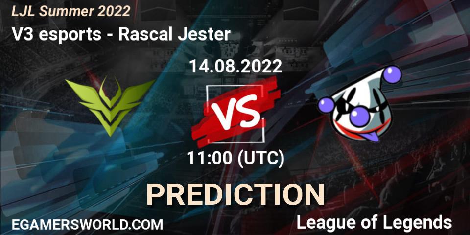 V3 esports vs Rascal Jester: Betting TIp, Match Prediction. 14.08.22. LoL, LJL Summer 2022