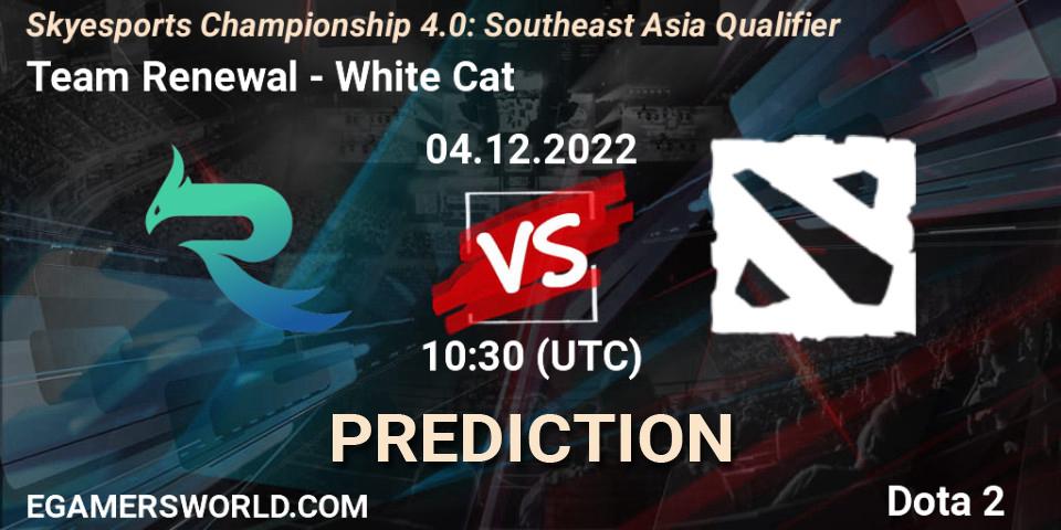 Team Renewal vs White Cat: Betting TIp, Match Prediction. 04.12.2022 at 10:30. Dota 2, Skyesports Championship 4.0: Southeast Asia Qualifier