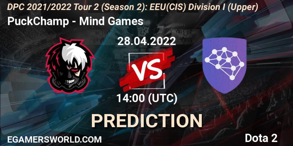 PuckChamp vs Mind Games: Betting TIp, Match Prediction. 28.04.2022 at 14:00. Dota 2, DPC 2021/2022 Tour 2 (Season 2): EEU(CIS) Division I (Upper)