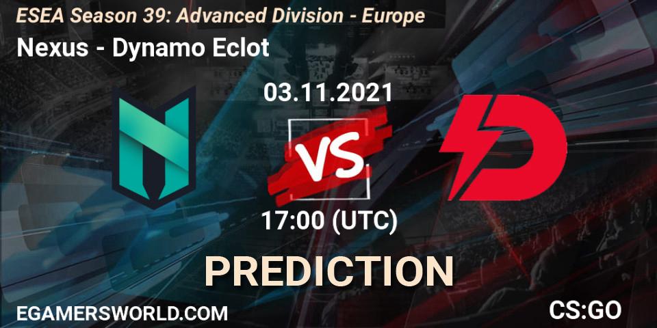 Nexus vs Dynamo Eclot: Betting TIp, Match Prediction. 03.11.21. CS2 (CS:GO), ESEA Season 39: Advanced Division - Europe