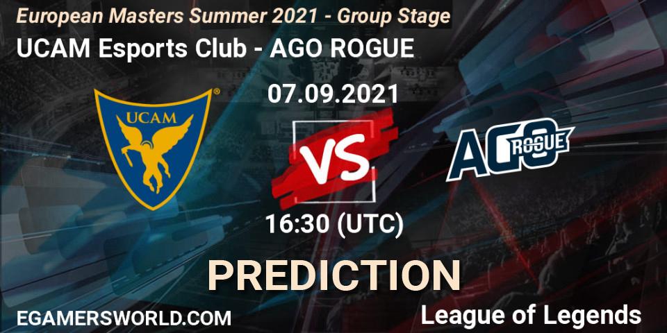 UCAM Esports Club vs AGO ROGUE: Betting TIp, Match Prediction. 07.09.2021 at 16:30. LoL, European Masters Summer 2021 - Group Stage