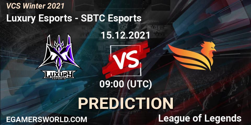 Luxury Esports vs SBTC Esports: Betting TIp, Match Prediction. 15.12.2021 at 09:00. LoL, VCS Winter 2021