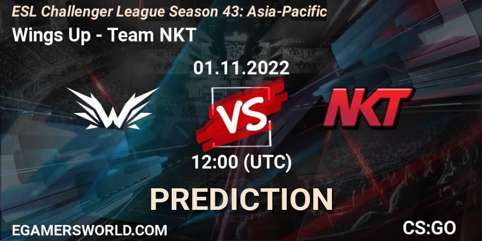 Wings Up vs Team NKT: Betting TIp, Match Prediction. 01.11.2022 at 12:00. Counter-Strike (CS2), ESL Challenger League Season 43: Asia-Pacific