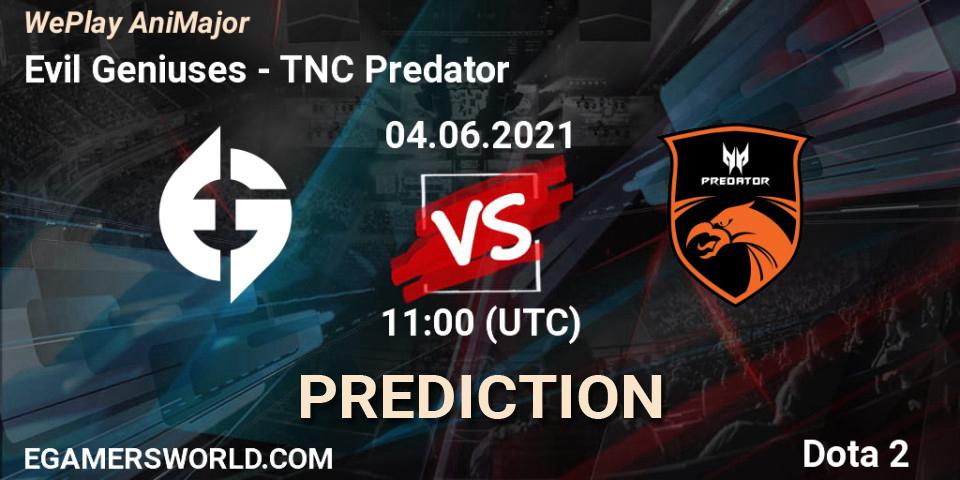 Evil Geniuses vs TNC Predator: Betting TIp, Match Prediction. 04.06.21. Dota 2, WePlay AniMajor 2021