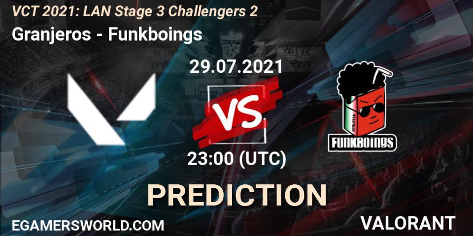 Granjeros vs Funkboings: Betting TIp, Match Prediction. 29.07.2021 at 23:00. VALORANT, VCT 2021: LAN Stage 3 Challengers 2