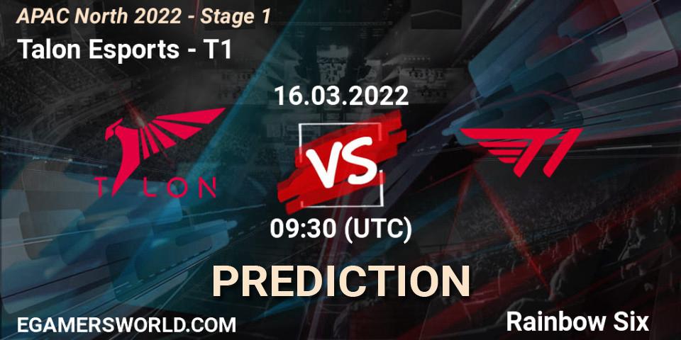 Talon Esports vs T1: Betting TIp, Match Prediction. 16.03.2022 at 09:30. Rainbow Six, APAC North 2022 - Stage 1