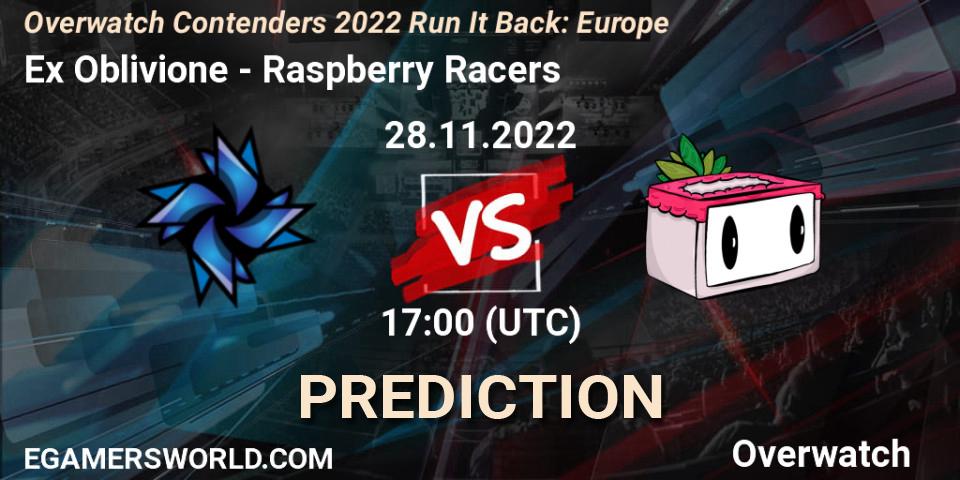 Ex Oblivione vs Raspberry Racers: Betting TIp, Match Prediction. 30.11.2022 at 17:00. Overwatch, Overwatch Contenders 2022 Run It Back: Europe