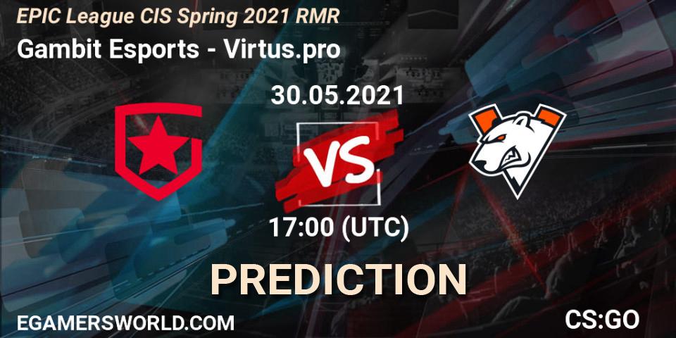 Gambit Esports vs Virtus.pro: Betting TIp, Match Prediction. 30.05.21. CS2 (CS:GO), EPIC League CIS Spring 2021 RMR