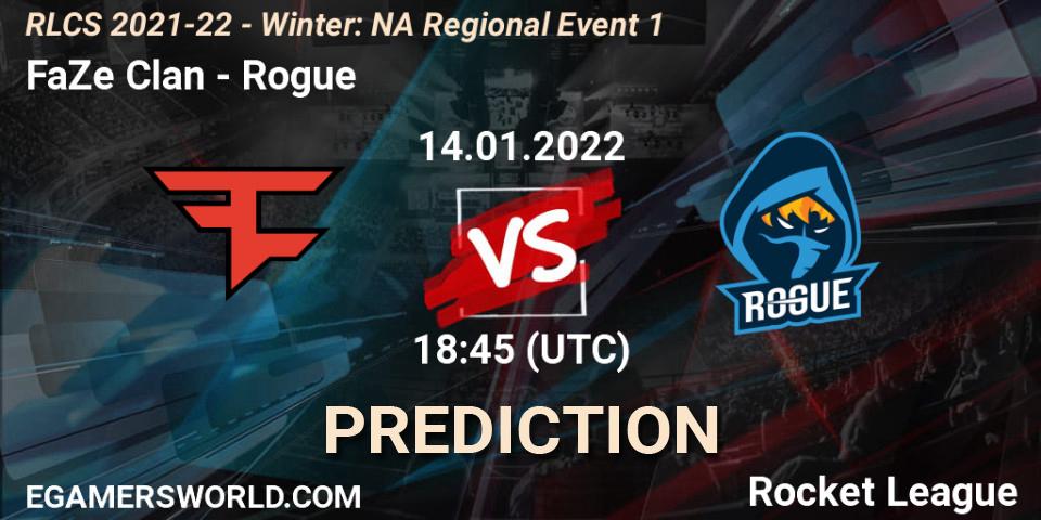 FaZe Clan vs Rogue: Betting TIp, Match Prediction. 14.01.2022 at 18:45. Rocket League, RLCS 2021-22 - Winter: NA Regional Event 1