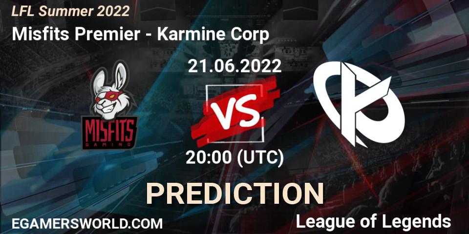 Misfits Premier vs Karmine Corp: Betting TIp, Match Prediction. 21.06.22. LoL, LFL Summer 2022