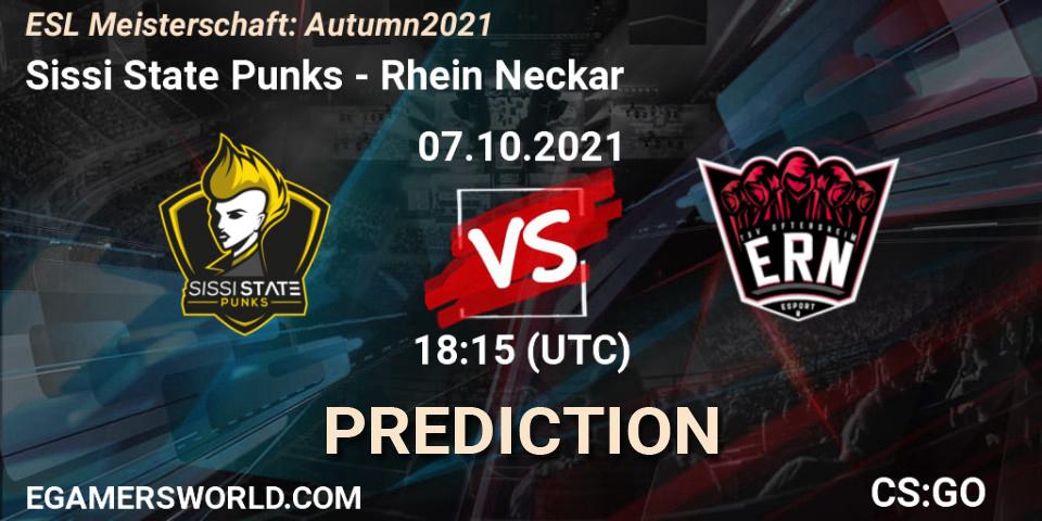 Sissi State Punks vs Rhein Neckar: Betting TIp, Match Prediction. 07.10.2021 at 18:15. Counter-Strike (CS2), ESL Meisterschaft: Autumn 2021