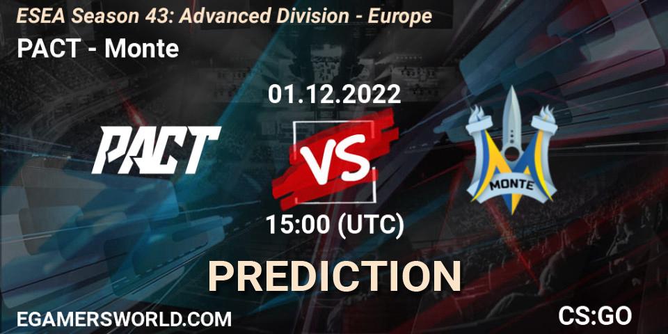 PACT vs Monte: Betting TIp, Match Prediction. 01.12.22. CS2 (CS:GO), ESEA Season 43: Advanced Division - Europe