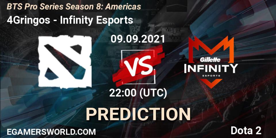4Gringos vs Infinity Esports: Betting TIp, Match Prediction. 09.09.21. Dota 2, BTS Pro Series Season 8: Americas