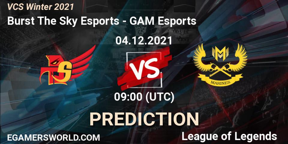 Burst The Sky Esports vs GAM Esports: Betting TIp, Match Prediction. 04.12.2021 at 09:00. LoL, VCS Winter 2021