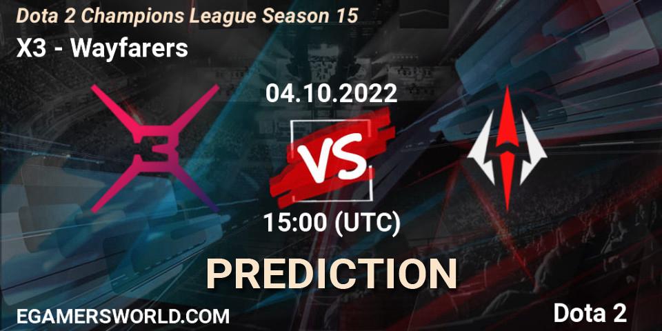 X3 vs Wayfarers: Betting TIp, Match Prediction. 04.10.2022 at 15:00. Dota 2, Dota 2 Champions League Season 15