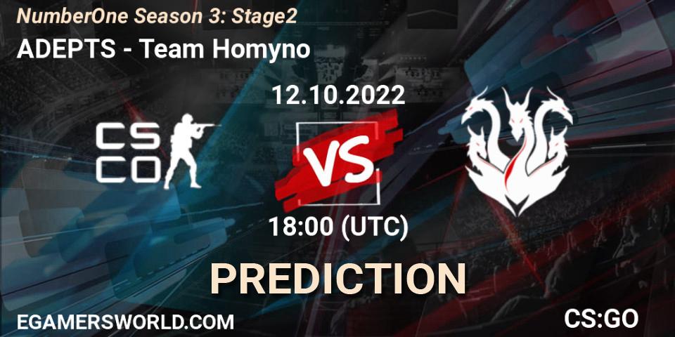 ADEPTS vs Team Homyno: Betting TIp, Match Prediction. 12.10.2022 at 18:00. Counter-Strike (CS2), NumberOne Season 3: Stage 2