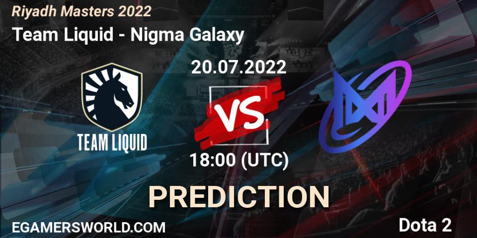 Team Liquid vs Nigma Galaxy: Betting TIp, Match Prediction. 20.07.2022 at 18:00. Dota 2, Riyadh Masters 2022