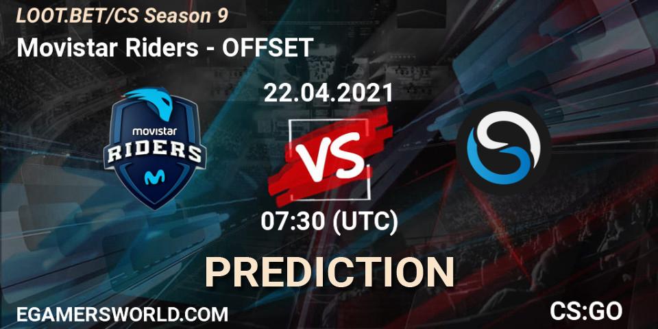 Movistar Riders vs OFFSET: Betting TIp, Match Prediction. 22.04.2021 at 07:30. Counter-Strike (CS2), LOOT.BET/CS Season 9