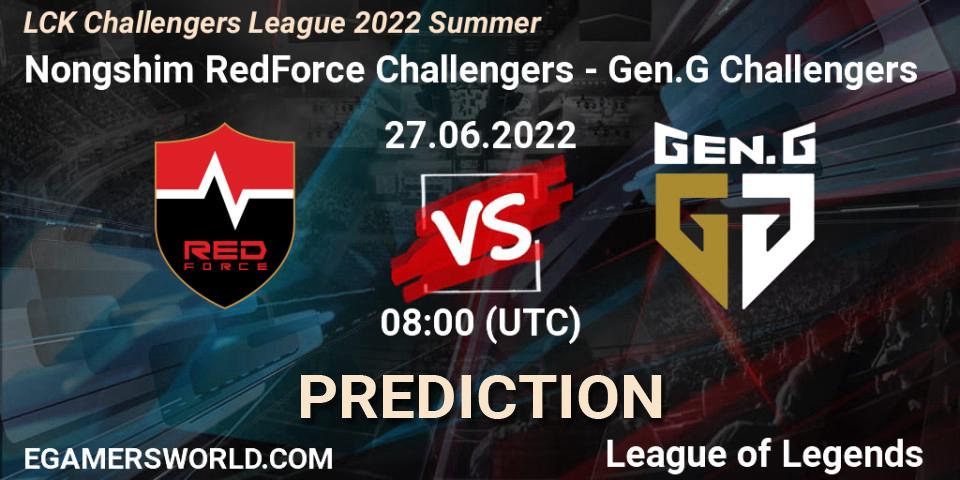 Nongshim RedForce Challengers vs Gen.G Challengers: Betting TIp, Match Prediction. 27.06.2022 at 08:00. LoL, LCK Challengers League 2022 Summer