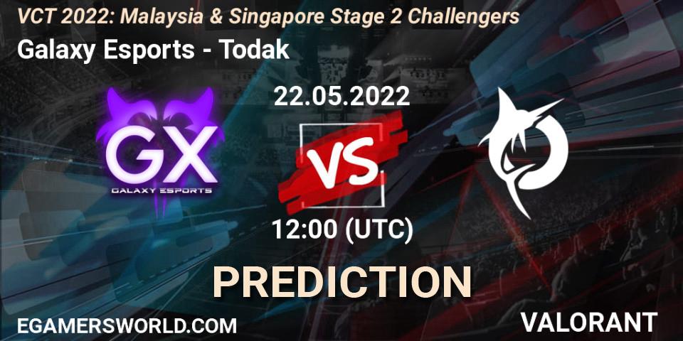 Galaxy Esports vs Todak: Betting TIp, Match Prediction. 22.05.2022 at 12:00. VALORANT, VCT 2022: Malaysia & Singapore Stage 2 Challengers