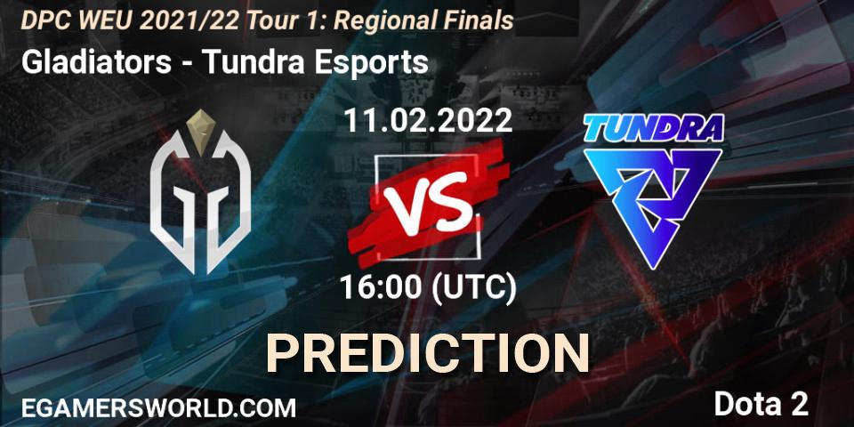 Gladiators vs Tundra Esports: Betting TIp, Match Prediction. 11.02.2022 at 15:55. Dota 2, DPC WEU 2021/22 Tour 1: Regional Finals