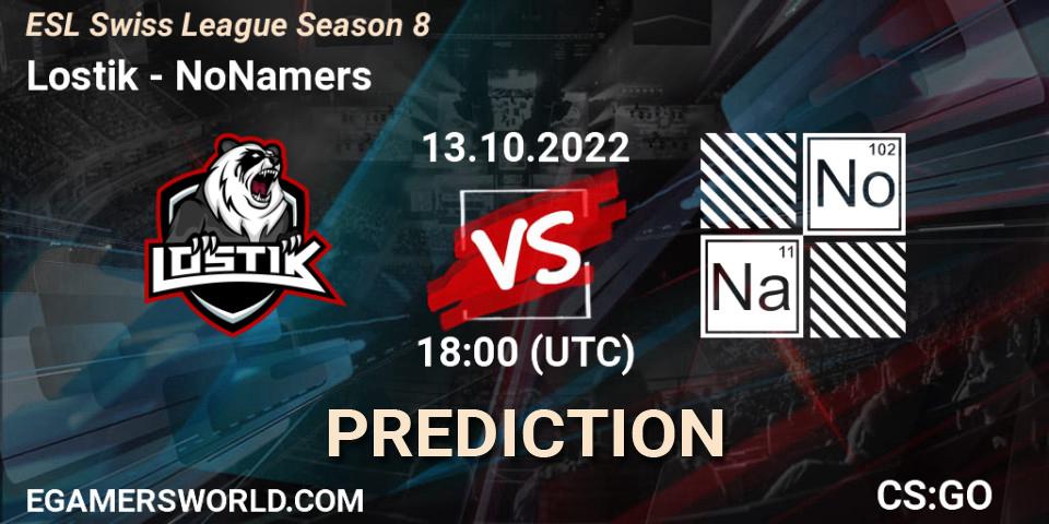 Lostik vs NoNamers: Betting TIp, Match Prediction. 13.10.22. CS2 (CS:GO), ESL Swiss League Season 8