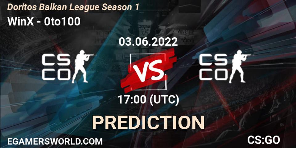 WinX vs 0to100: Betting TIp, Match Prediction. 03.06.22. CS2 (CS:GO), Doritos Balkan League Season 1