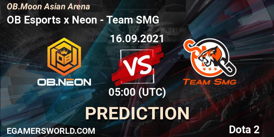 OB Esports x Neon vs Team SMG: Betting TIp, Match Prediction. 16.09.2021 at 05:06. Dota 2, OB.Moon Asian Arena
