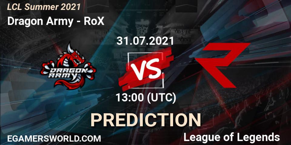Dragon Army vs RoX: Betting TIp, Match Prediction. 31.07.21. LoL, LCL Summer 2021