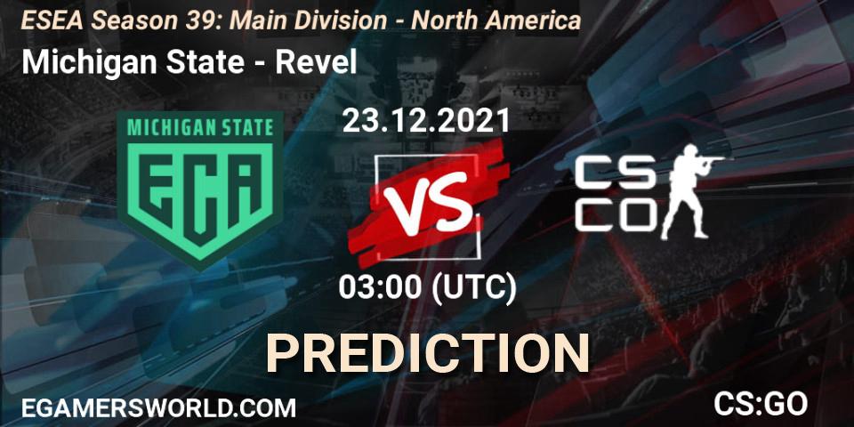 Michigan State vs Revel: Betting TIp, Match Prediction. 29.12.2021 at 03:00. Counter-Strike (CS2), ESEA Season 39: Main Division - North America