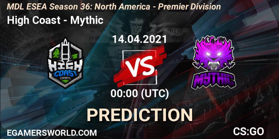 High Coast vs Mythic: Betting TIp, Match Prediction. 14.04.21. CS2 (CS:GO), MDL ESEA Season 36: North America - Premier Division