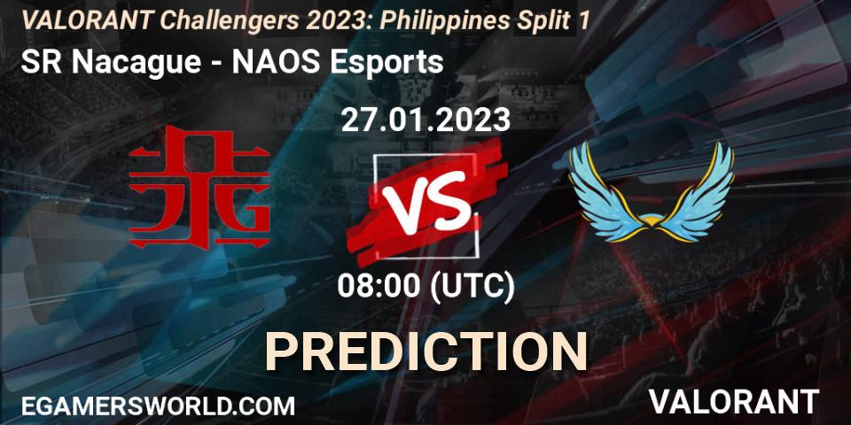 SR Nacague vs NAOS Esports: Betting TIp, Match Prediction. 27.01.2023 at 08:00. VALORANT, VALORANT Challengers 2023: Philippines Split 1