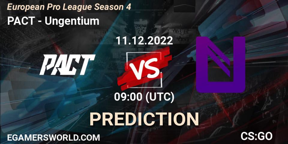 PACT vs Ungentium: Betting TIp, Match Prediction. 12.12.2022 at 09:00. Counter-Strike (CS2), European Pro League Season 4