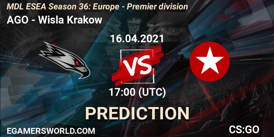 AGO vs Wisla Krakow: Betting TIp, Match Prediction. 16.04.21. CS2 (CS:GO), MDL ESEA Season 36: Europe - Premier division