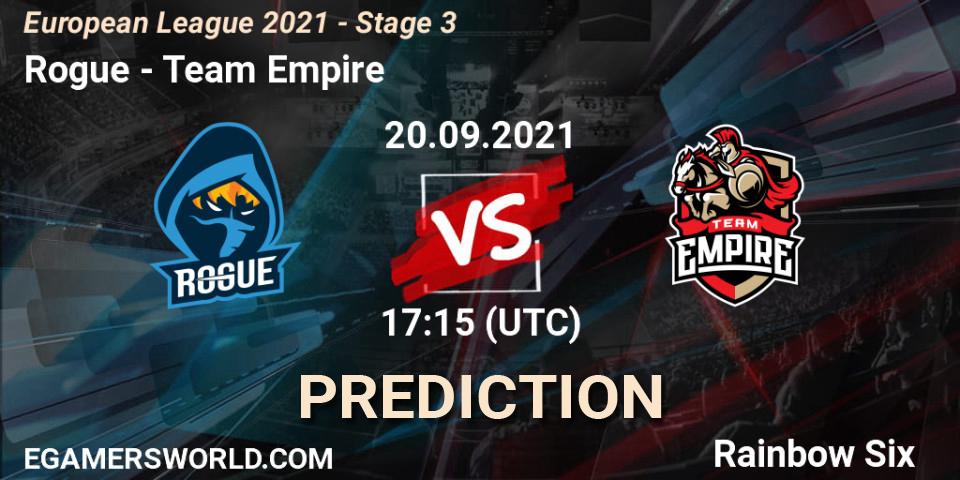 Rogue vs Team Empire: Betting TIp, Match Prediction. 20.09.21. Rainbow Six, European League 2021 - Stage 3