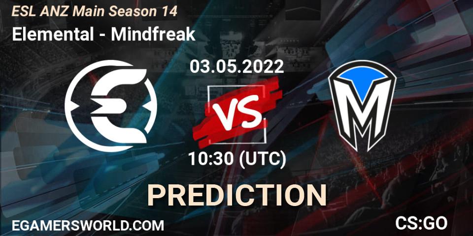Elemental vs Mindfreak: Betting TIp, Match Prediction. 03.05.2022 at 10:30. Counter-Strike (CS2), ESL ANZ Main Season 14