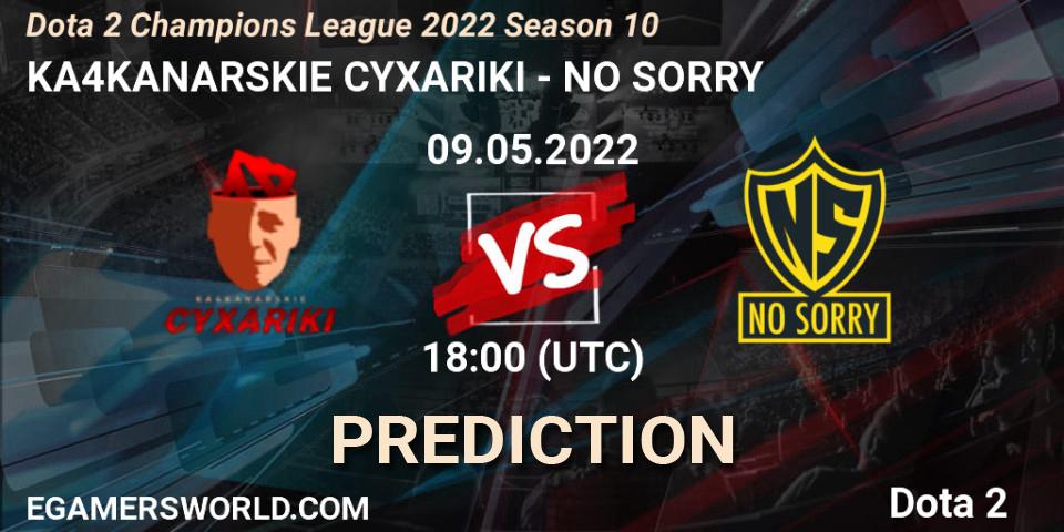 KA4KANARSKIE CYXARIKI vs NO SORRY: Betting TIp, Match Prediction. 09.05.2022 at 18:25. Dota 2, Dota 2 Champions League 2022 Season 10 