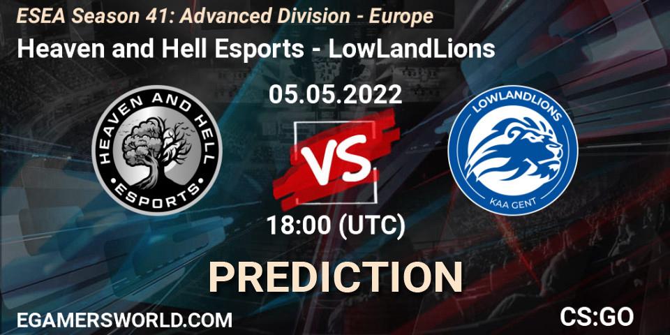 Heaven and Hell Esports vs LowLandLions: Betting TIp, Match Prediction. 05.05.2022 at 18:00. Counter-Strike (CS2), ESEA Season 41: Advanced Division - Europe