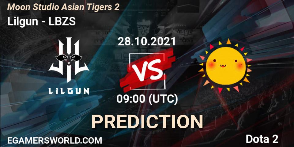 Lilgun vs LBZS: Betting TIp, Match Prediction. 28.10.2021 at 09:11. Dota 2, Moon Studio Asian Tigers 2