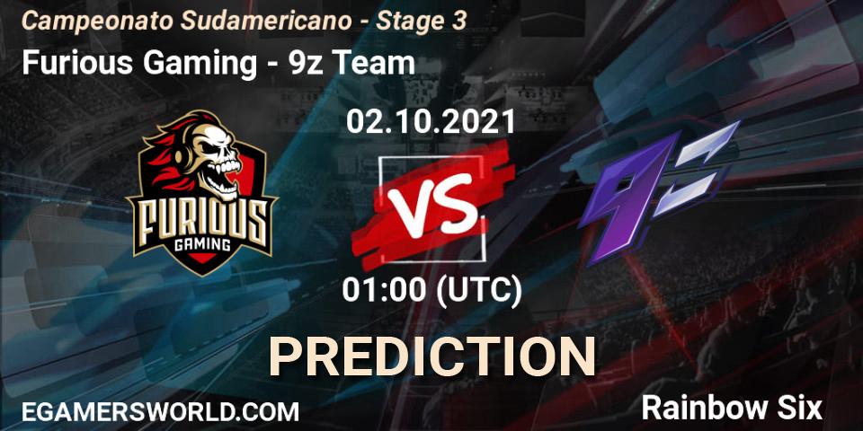 Furious Gaming vs 9z Team: Betting TIp, Match Prediction. 02.10.2021 at 01:00. Rainbow Six, Campeonato Sudamericano - Stage 3