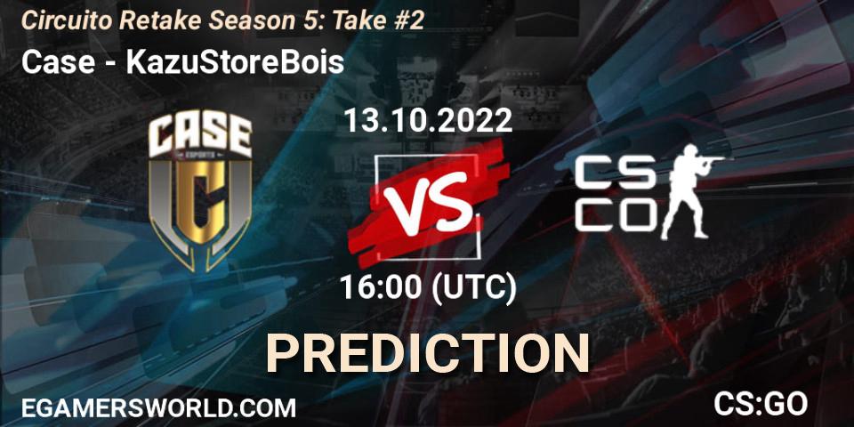 Case vs KazuStoreBois: Betting TIp, Match Prediction. 13.10.2022 at 16:00. Counter-Strike (CS2), Circuito Retake Season 5: Take #2