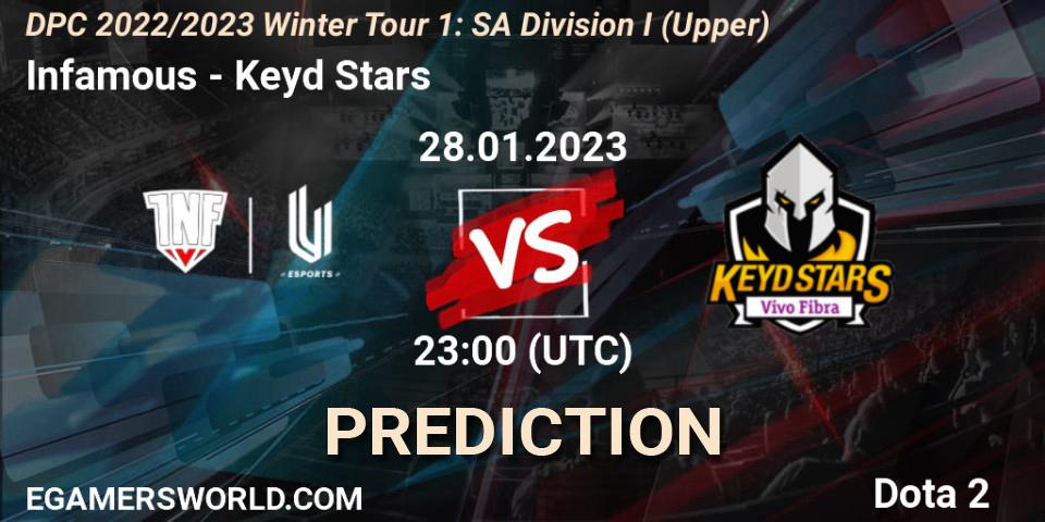 Infamous vs Keyd Stars: Betting TIp, Match Prediction. 28.01.23. Dota 2, DPC 2022/2023 Winter Tour 1: SA Division I (Upper) 