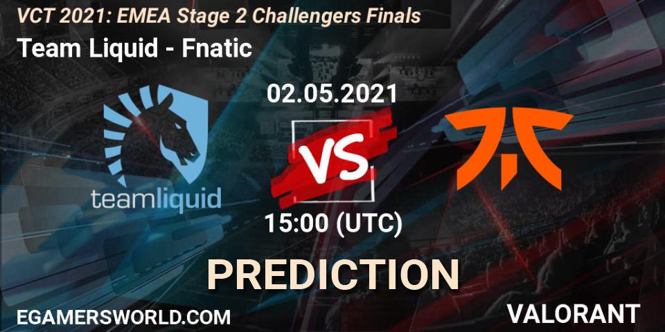 Team Liquid vs Fnatic: Betting TIp, Match Prediction. 02.05.2021 at 15:00. VALORANT, VCT 2021: EMEA Stage 2 Challengers Finals