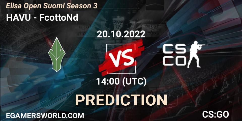 HAVU vs FcottoNd: Betting TIp, Match Prediction. 20.10.2022 at 14:00. Counter-Strike (CS2), Elisa Open Suomi Season 3