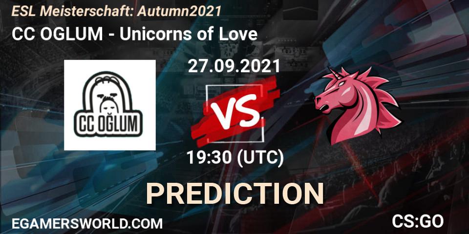 CC OGLUM vs Unicorns of Love: Betting TIp, Match Prediction. 27.09.2021 at 19:30. Counter-Strike (CS2), ESL Meisterschaft: Autumn 2021