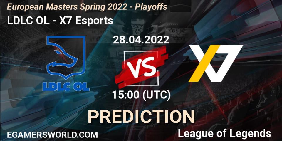LDLC OL vs X7 Esports: Betting TIp, Match Prediction. 28.04.2022 at 15:00. LoL, European Masters Spring 2022 - Playoffs