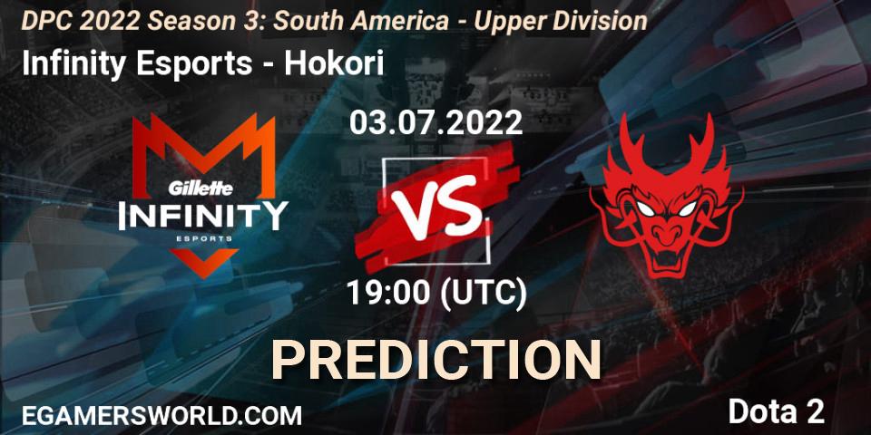 Infinity Esports vs Hokori: Betting TIp, Match Prediction. 03.07.2022 at 19:02. Dota 2, DPC SA 2021/2022 Tour 3: Division I
